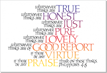 Think, Philippians 4:8, Calligraphy Art Plaques, Inspirational Gifts